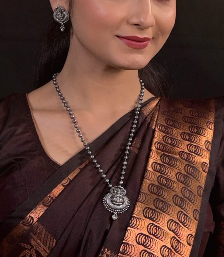 Purna NagaLakshmi necklace -925 Oxidized silver-Temple jewelry