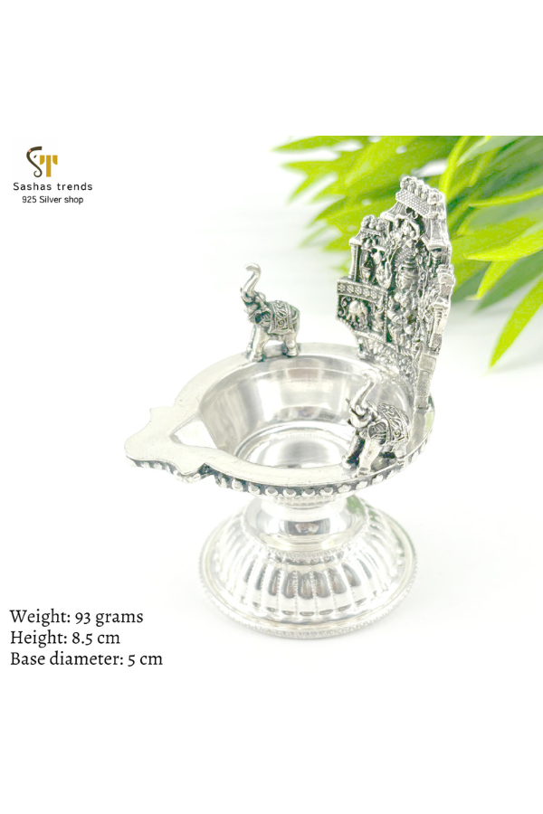 925 Silver Gopuram Kamakshi Lamp