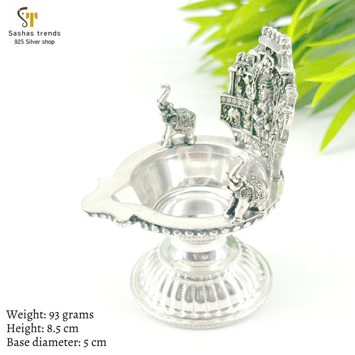 925 Silver Gopuram Kamakshi Lamp