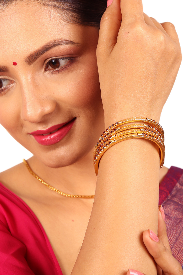925 Silver gold plated 4 bangles 2.4 Size