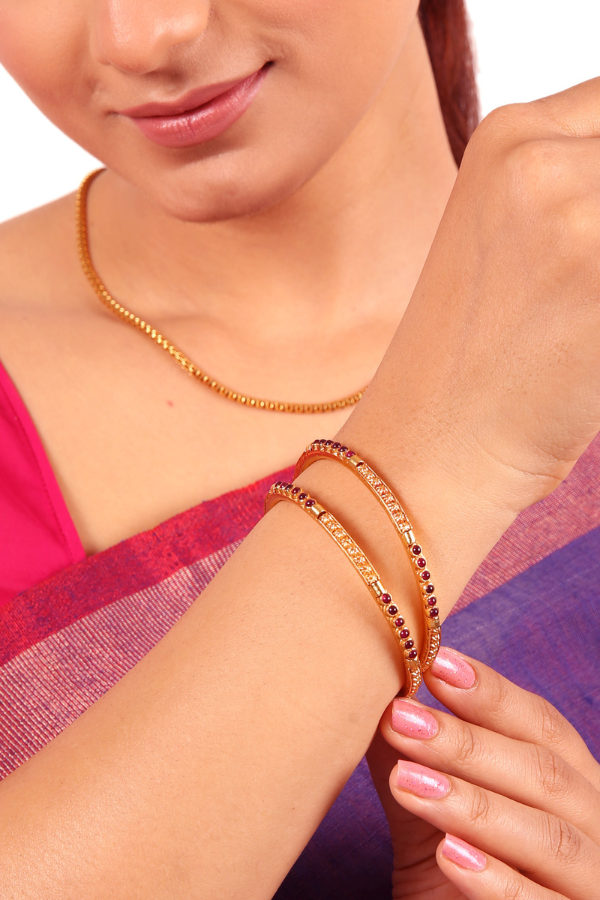 925 Silver gold plated Flower bangle 2.4 Size