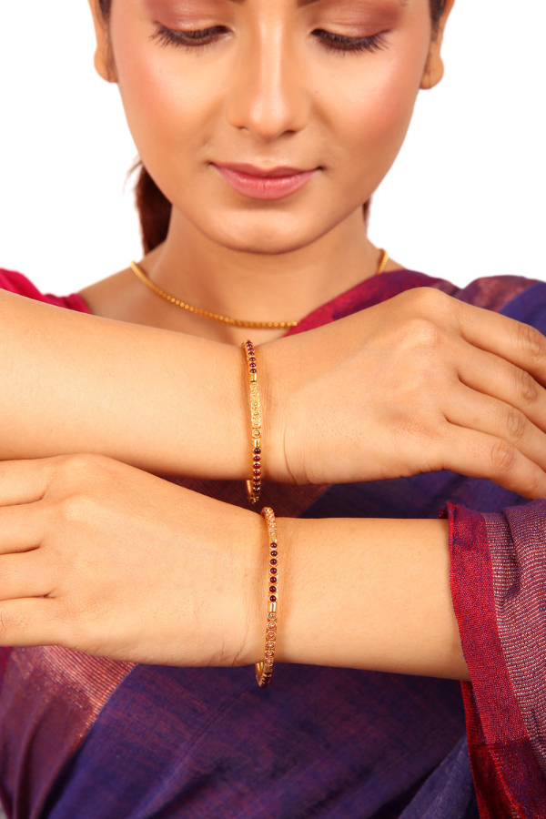 925 Silver gold plated Flower bangle 2.4 Size