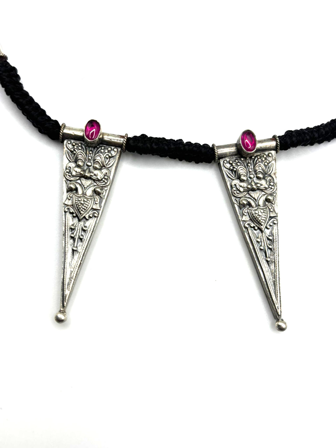 Smithi Necklace 925 oxidized silver-festival jewelry-Thread jewelry