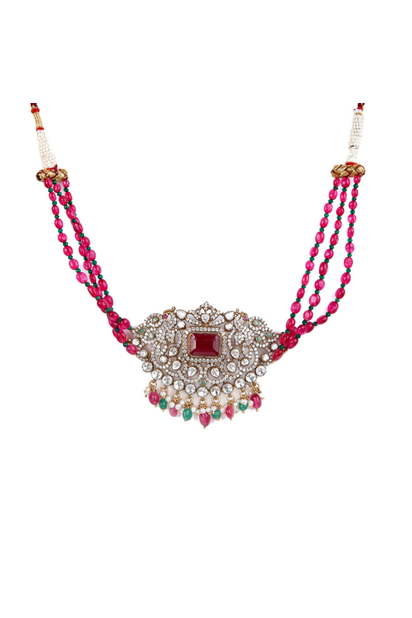 Victorian Mitara Necklace-925 Silver Gold Polish