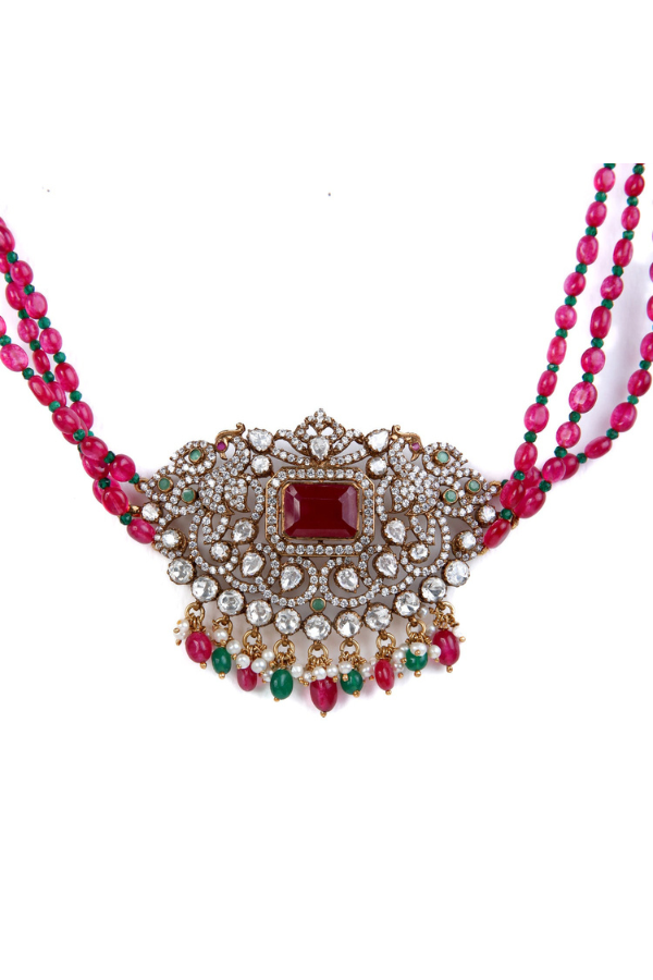 Victorian Mitara Necklace-925 Silver Gold Polish