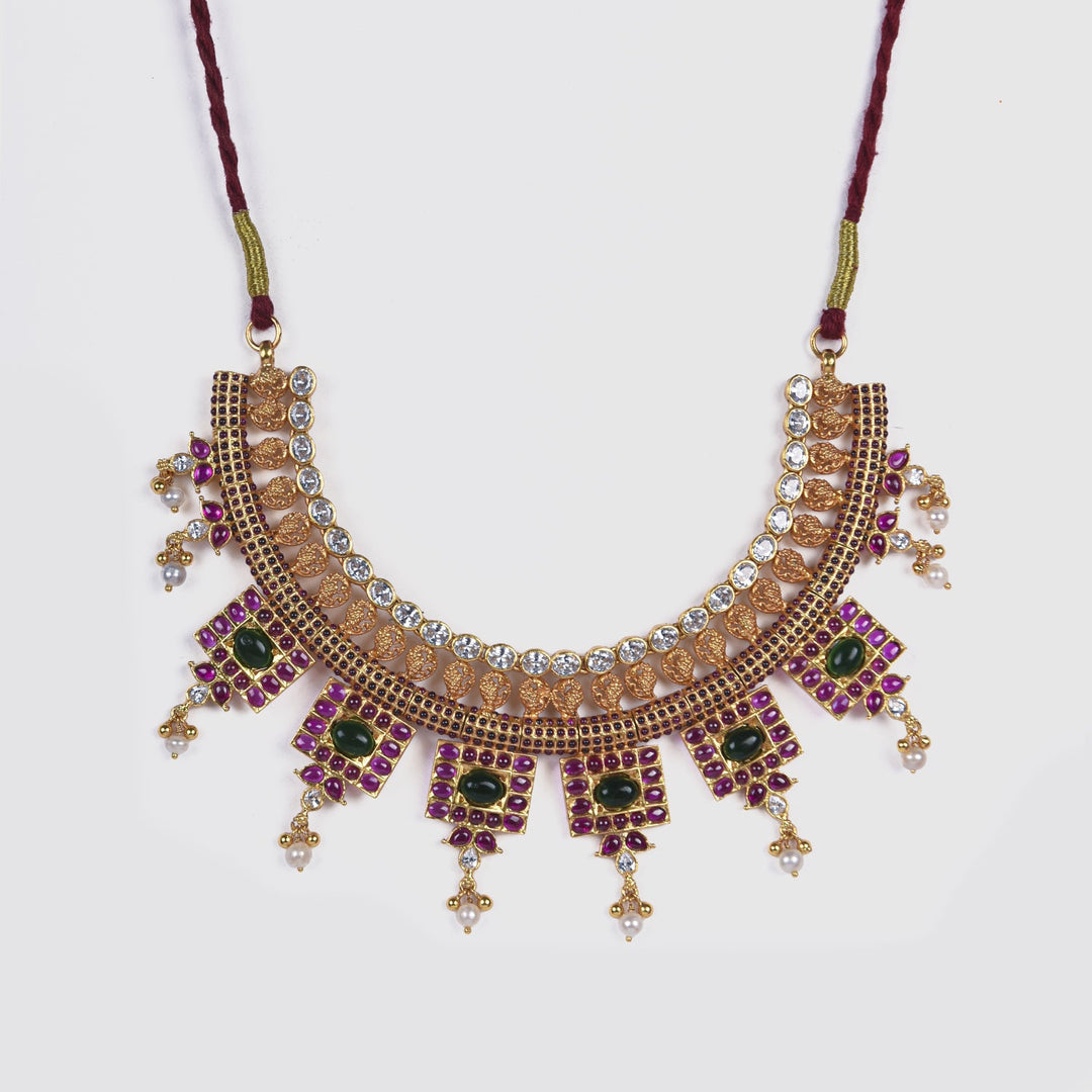 Ryka Necklace-925 silver-Gold polish-Festival collection-Wedding jewelry