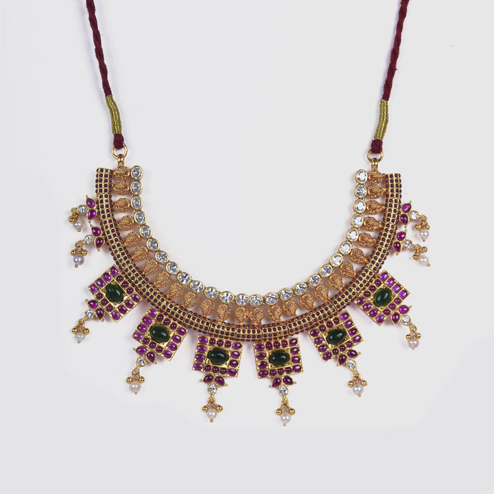 Ryka Necklace-925 silver-Gold polish-Festival collection-Wedding jewelry