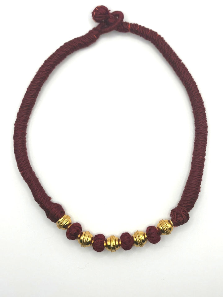 Sanya Threaded Necklace -925 silver-Gold polish-Necklace-Gifts-Festival collection