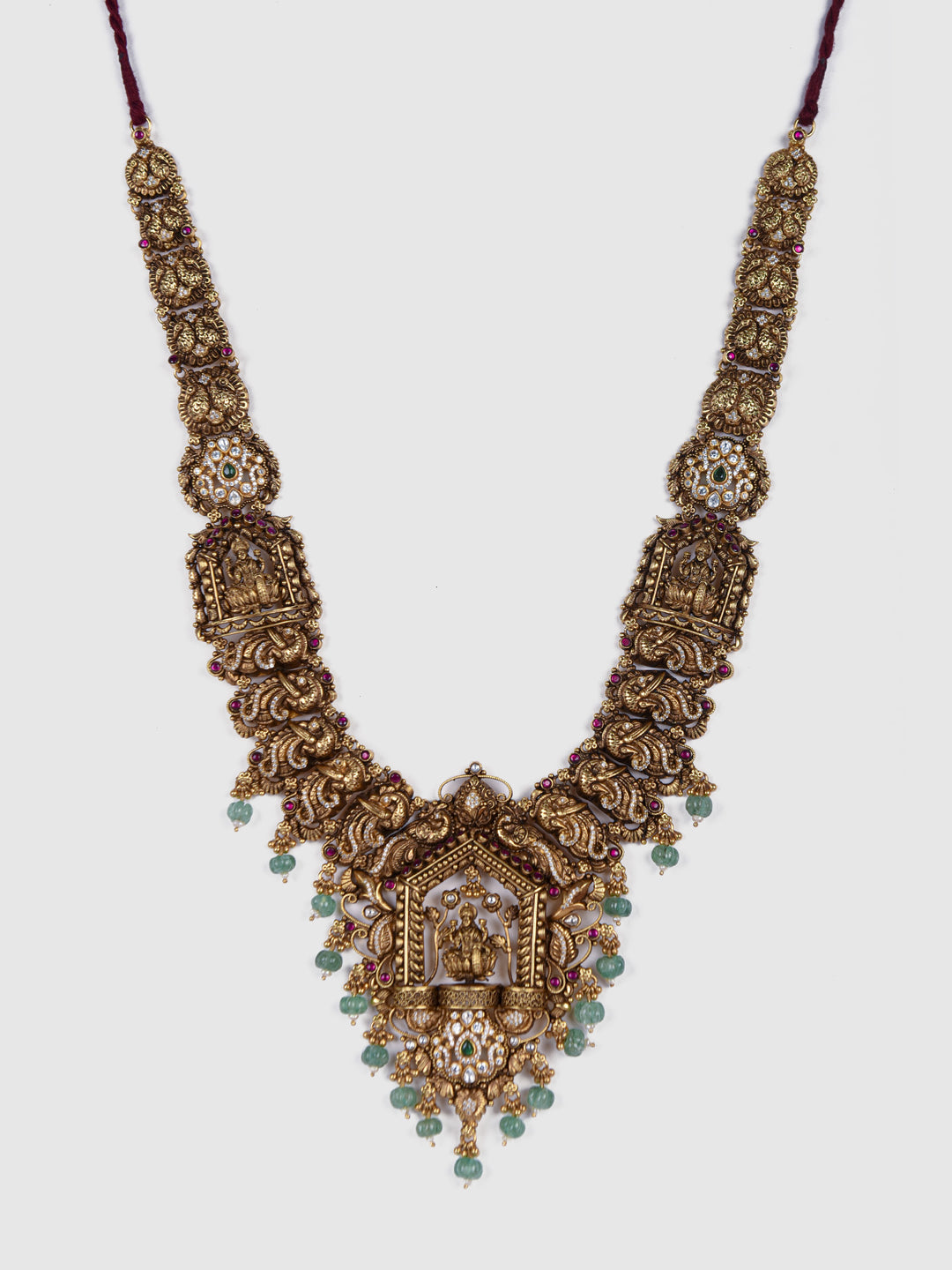 Gauri Necklace-925 silver-Gold polish-Temple-wedding jewelry-Jhumka