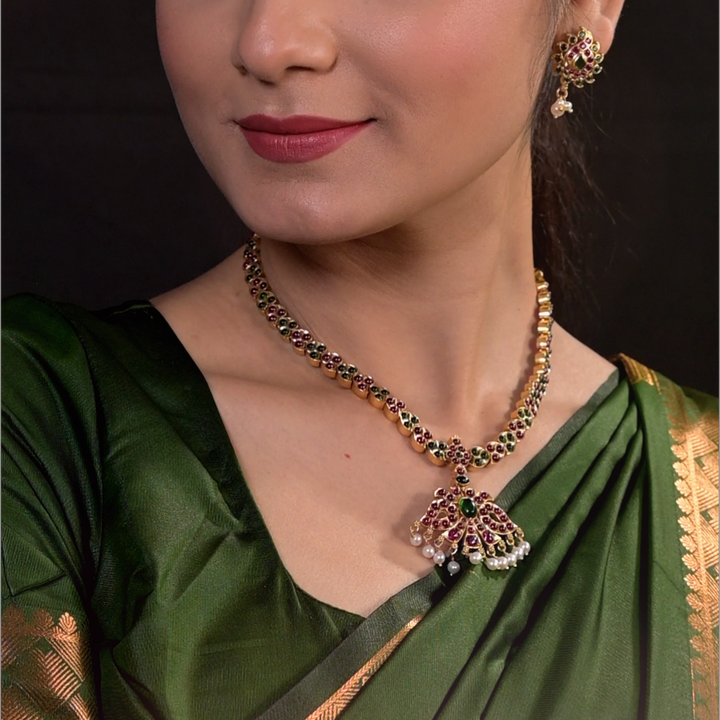 Kalyani Necklace-925 silver-Gold polish-Wedding-festival jewelry