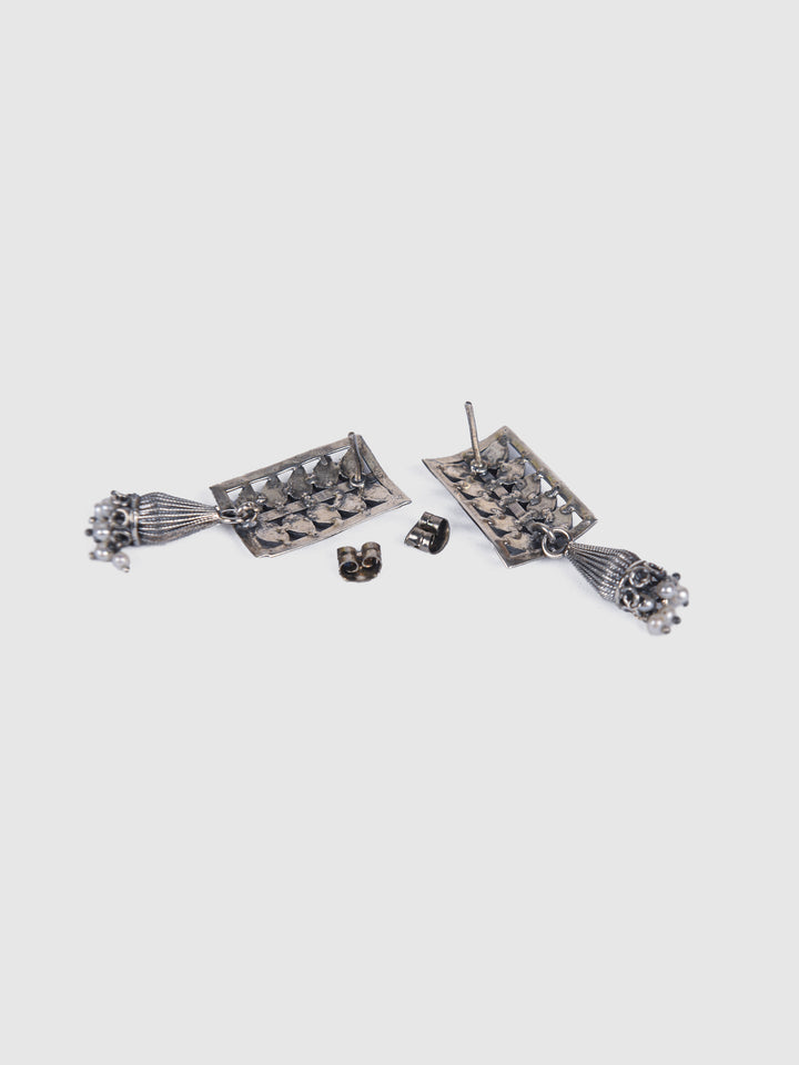 Sachi Necklace-925 silver-Oxidized silver-pearl chain-Any Outfit styling-Necklace-Earring
