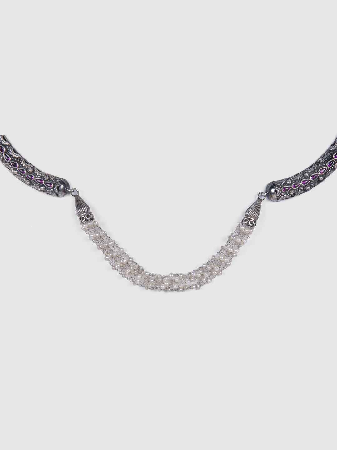 Sachi Necklace-925 silver-Oxidized silver-pearl chain-Any Outfit styling-Necklace-Earring