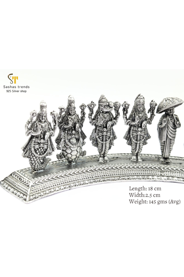 925 silver Dasavathara statue / Vishnu avathar Idols-10 incarnations of Vishnu