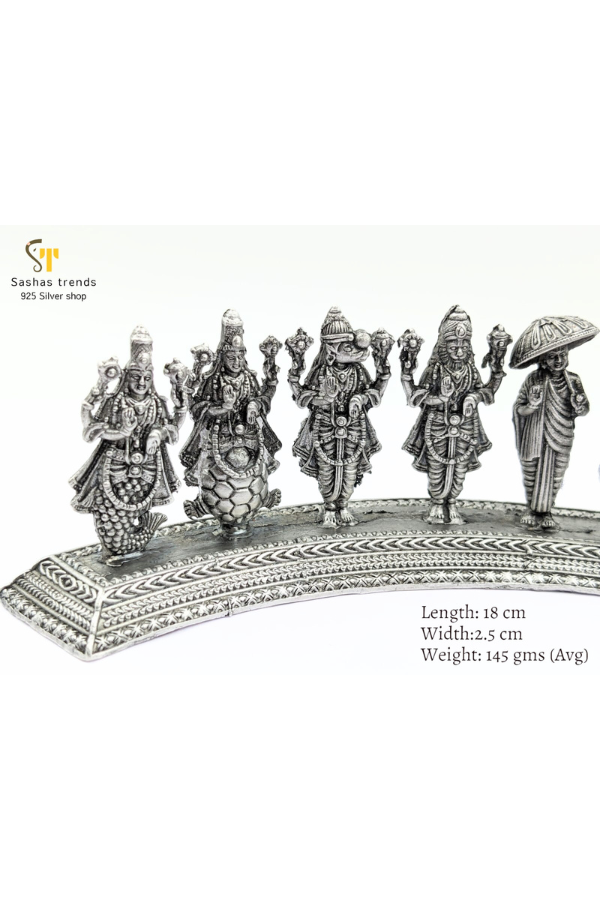 925 silver Dasavathara statue / Vishnu avathar Idols-10 incarnations of Vishnu