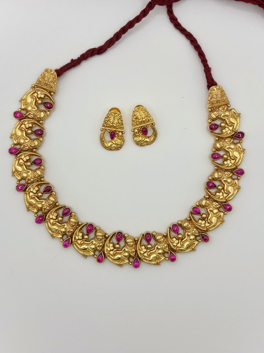 Megha Necklace-925 silver (Gold polish) - Temple - wedding - Festival jewelry