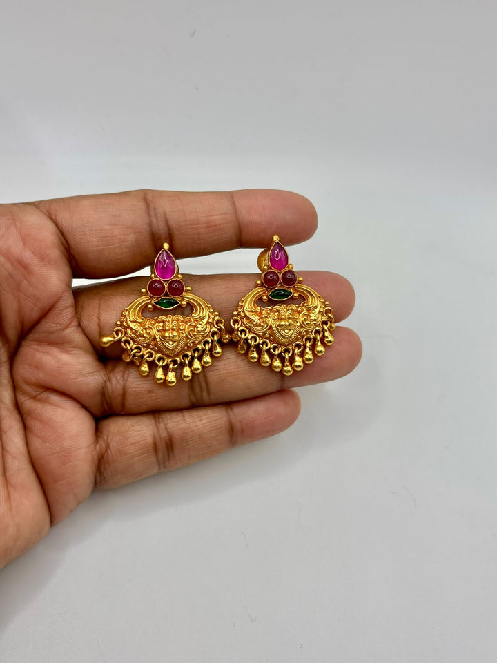 Vidhushi Necklace-925 silver (Gold polish) - Temple - wedding - Festival jewelry