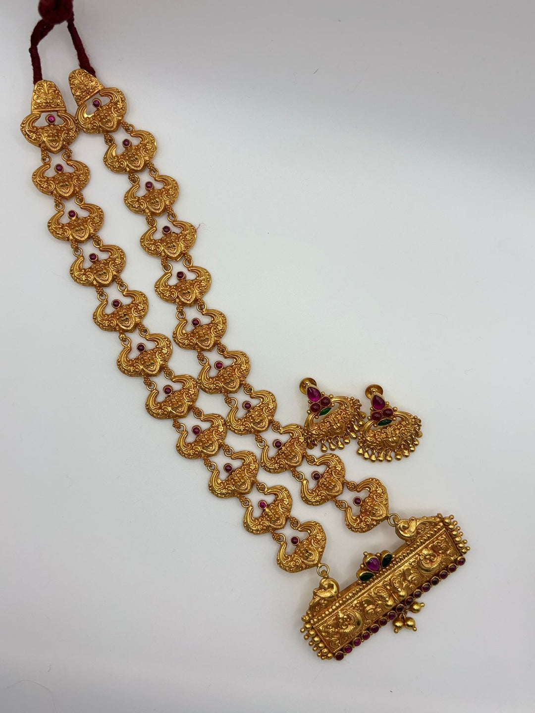 Vidhushi Necklace-925 silver (Gold polish) - Temple - wedding - Festival jewelry
