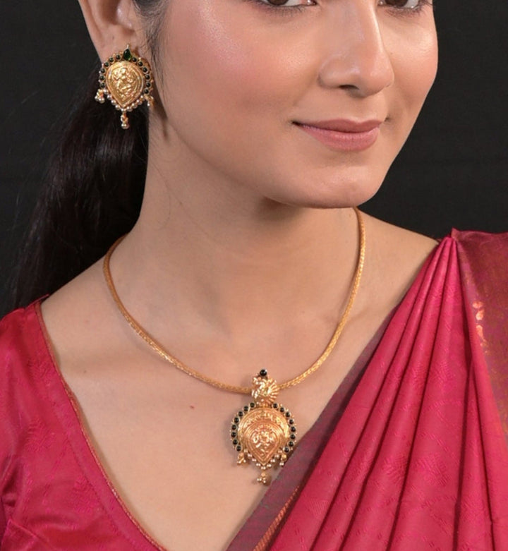 Ati Necklace - 925 silver (Gold polish) - Temple - wedding - Festival jewelry