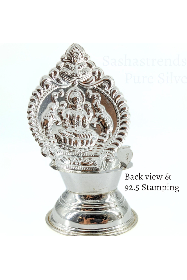 925 silver Kamakshi lamp/villakku height 10cm/11cm/12cm/13cms -pure silver gift items- return gift for navarathri, wedding & housewarming