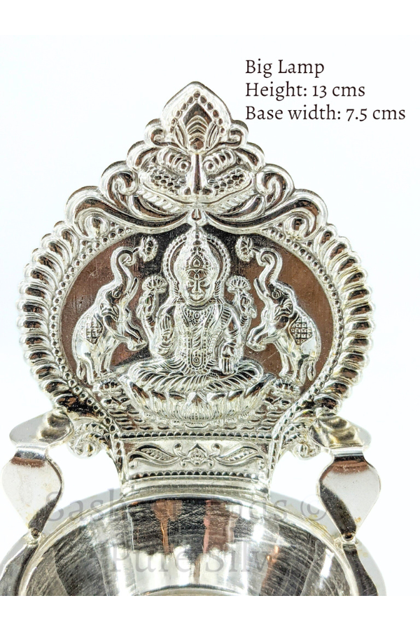 925 silver Kamakshi lamp/villakku height 10cm/11cm/12cm/13cms -pure silver gift items- return gift for navarathri, wedding & housewarming