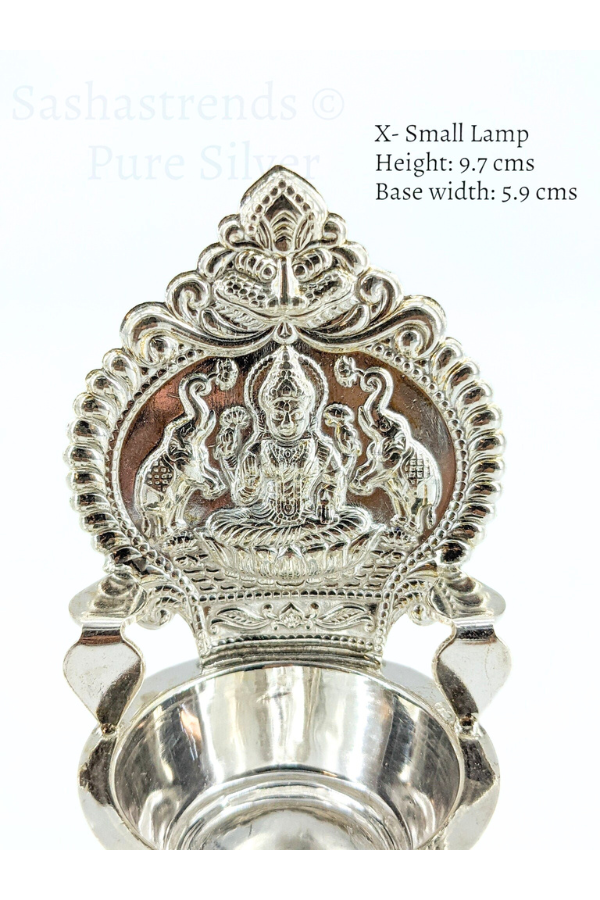 925 silver Kamakshi lamp/villakku height 10cm/11cm/12cm/13cms -pure silver gift items- return gift for navarathri, wedding & housewarming