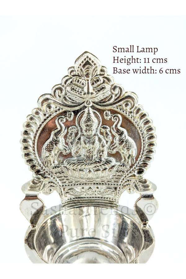 925 silver Kamakshi lamp/villakku height 10cm/11cm/12cm/13cms -pure silver gift items- return gift for navarathri, wedding & housewarming
