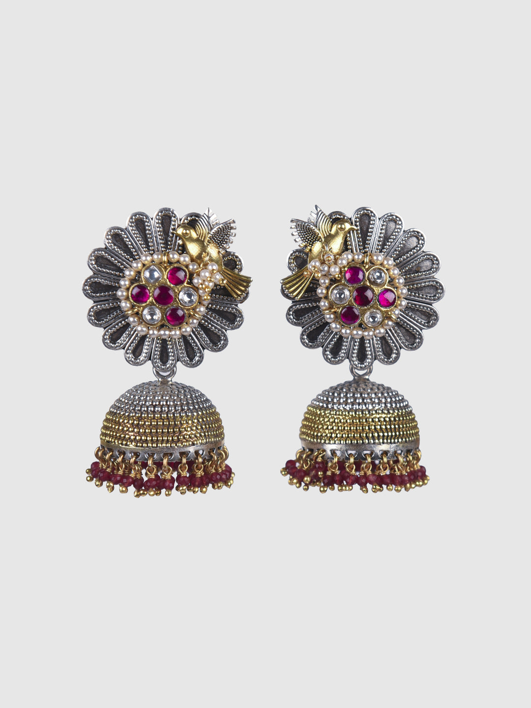Anvika 925 silver contemporary dual-tone Jhumka