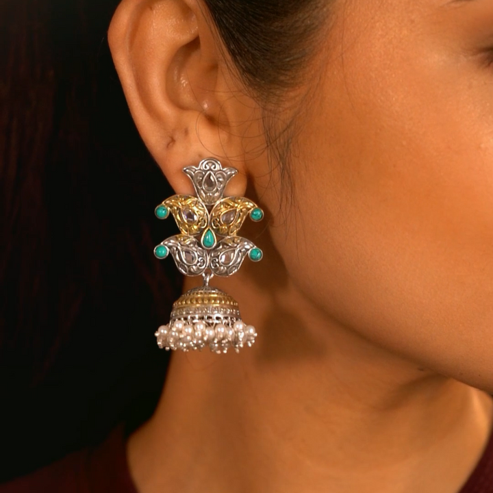 Shefali 925 silver contemporary dual-tone Jhumka