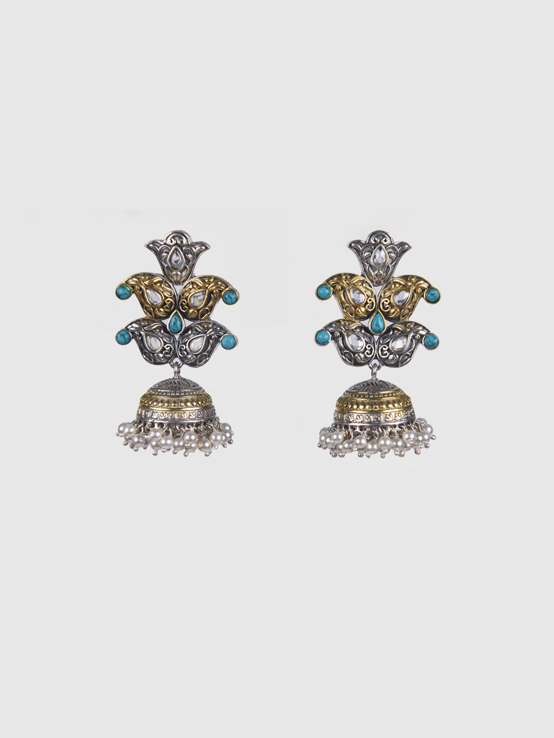 Shefali 925 silver contemporary dual-tone Jhumka
