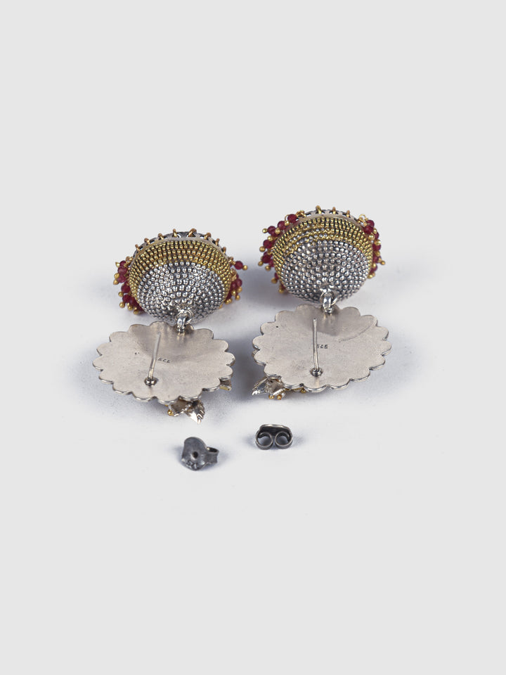 Anvika 925 silver contemporary dual-tone Jhumka
