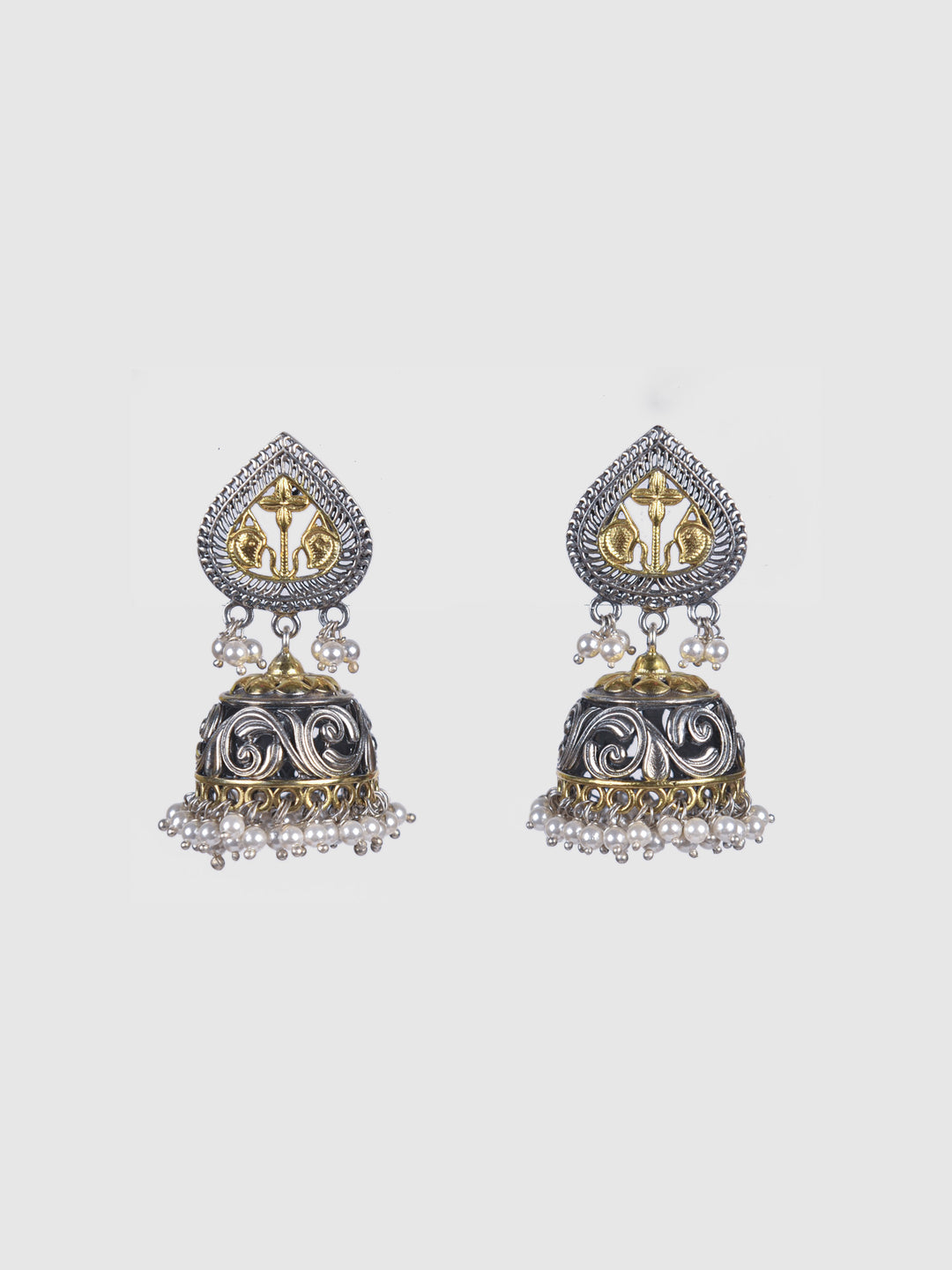 Ramisa 925 silver contemporary dual-tone Jhumki