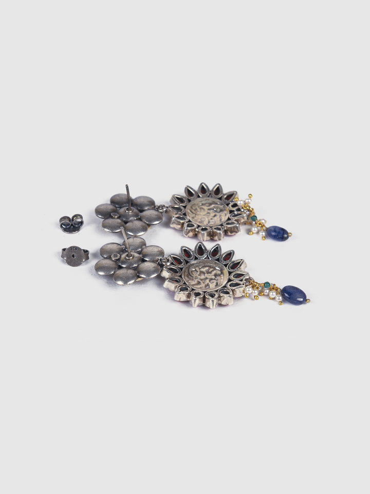 Aneena 925 silver contemporary dual-tone earring