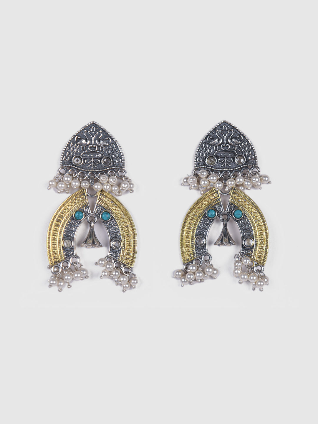 Shri 925 silver contemporary dual-tone earring