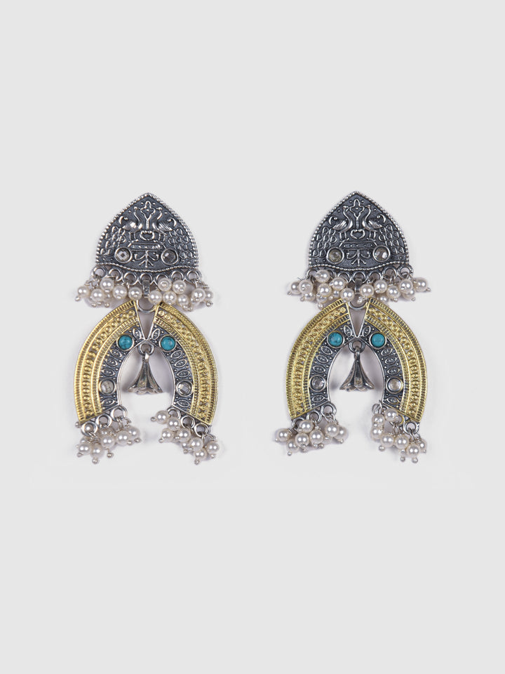Shri 925 silver contemporary dual-tone earring