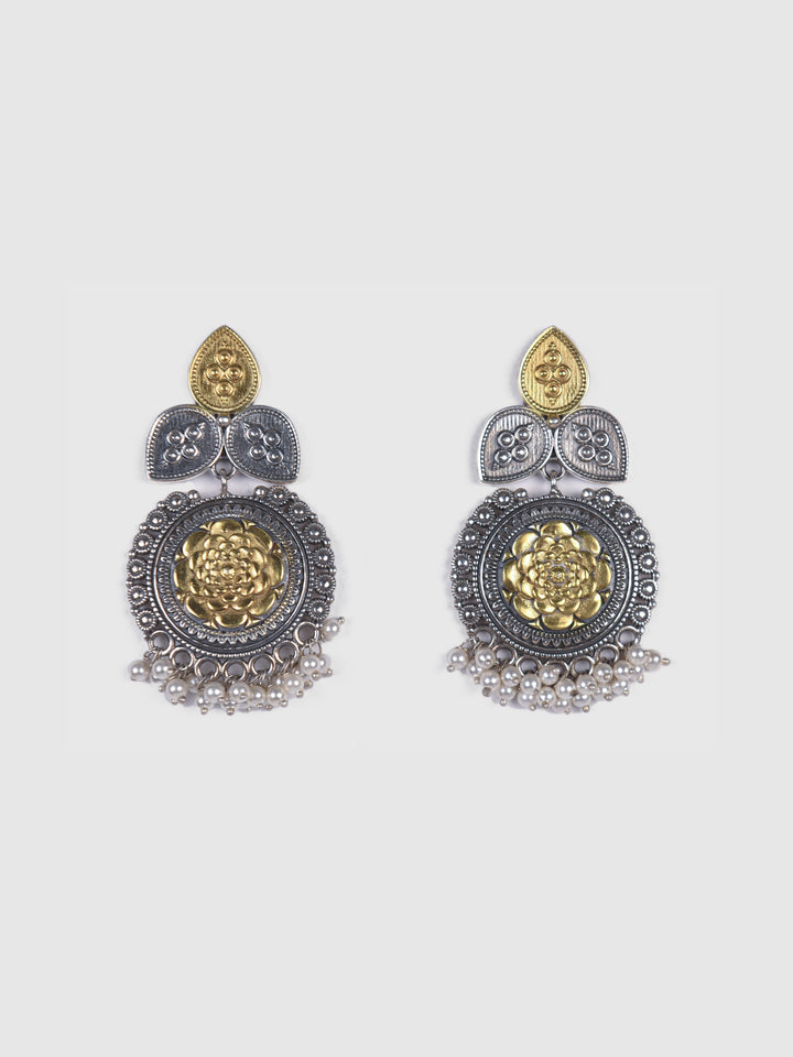 Naisha 925 silver contemporary dual tone earring