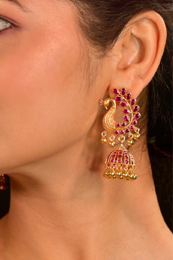Madhulekha Jhumka-925 silver gold polish