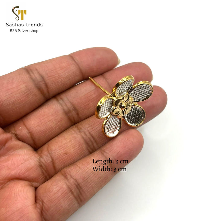 925 Silver Flower / Manjal-patti flower-dual tone-Namavali flowers-Pooja offering-Gifts