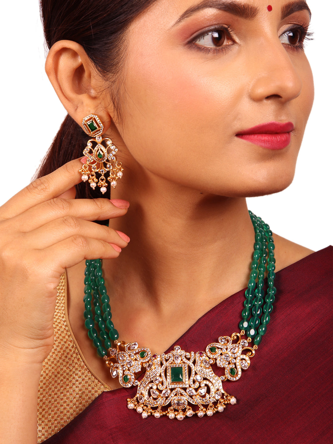 Nivetha Necklace-925 silver gold polish-Beads Chain