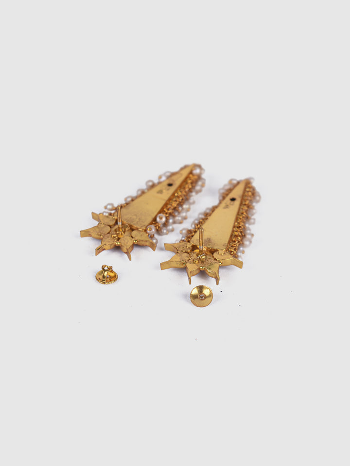 Alka Earring-925 silver gold polish-Earrings-Temple jewelry
