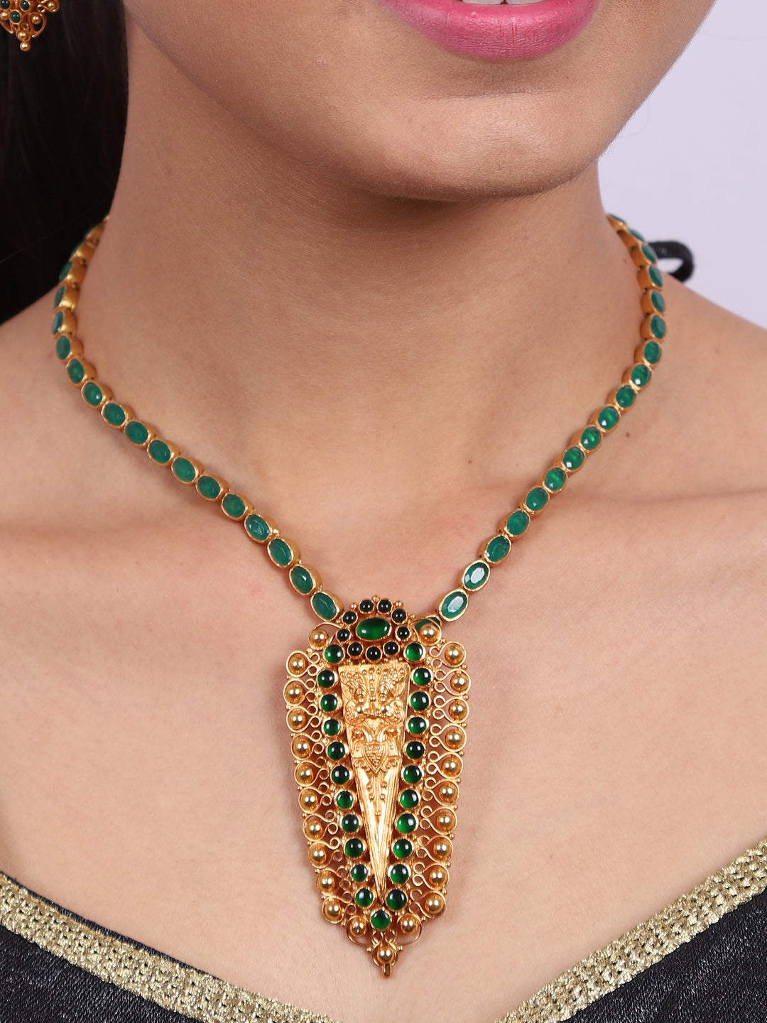 Sahitya Necklace-925 silver gold polish-Kerala design jewelry