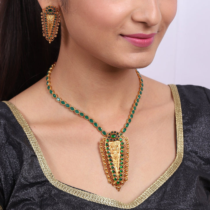 Sahitya Necklace-925 silver gold polish-Kerala design jewelry