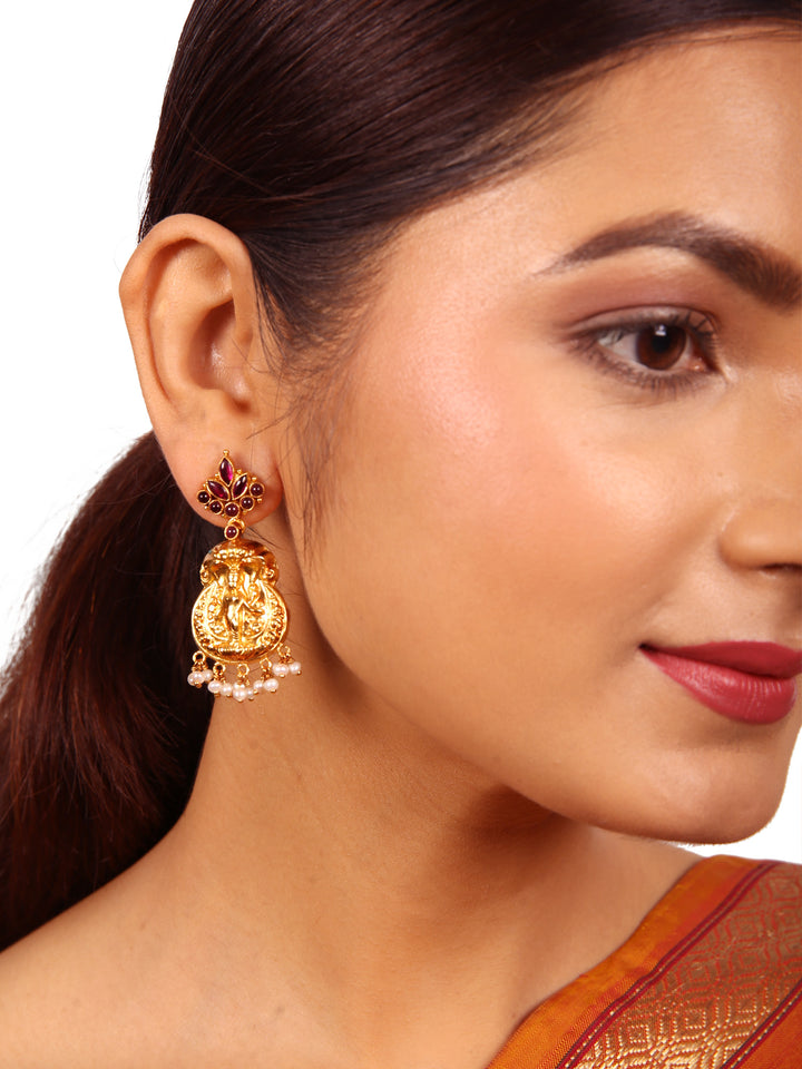 Devi Earring-925 silver gold polish-Temple jewelry