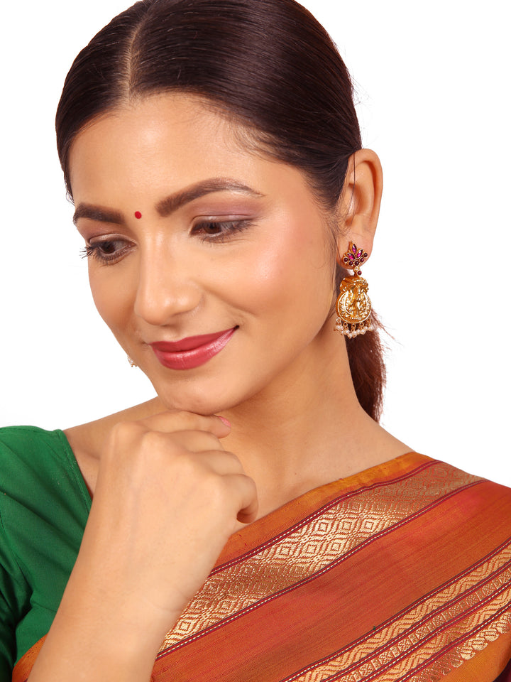 Devi Earring-925 silver gold polish-Temple jewelry