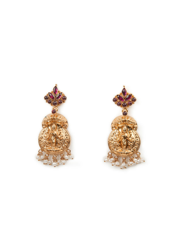 Devi Earring-925 silver gold polish-Temple jewelry
