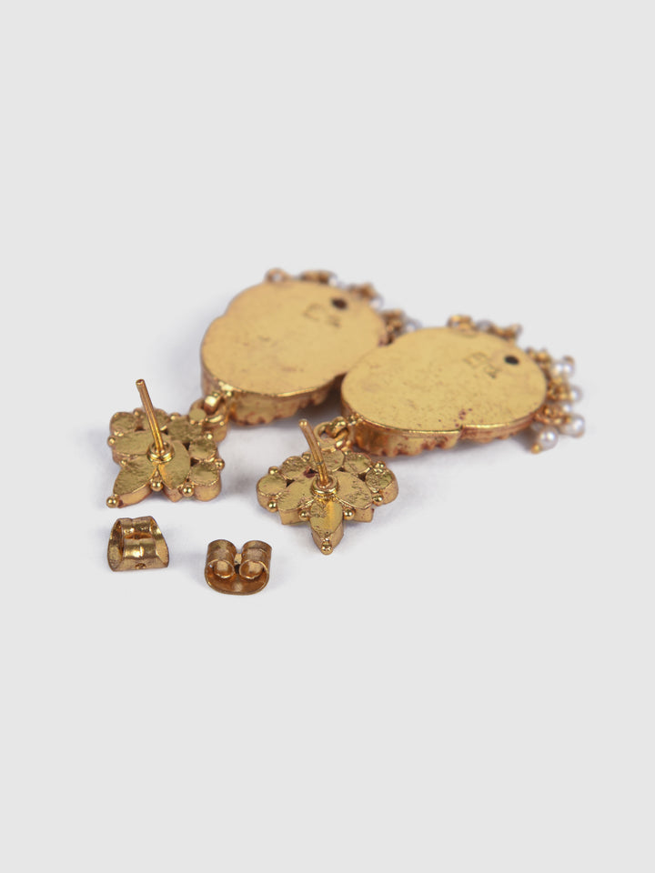Janya Earring-925 silver gold polish-Temple jewelry