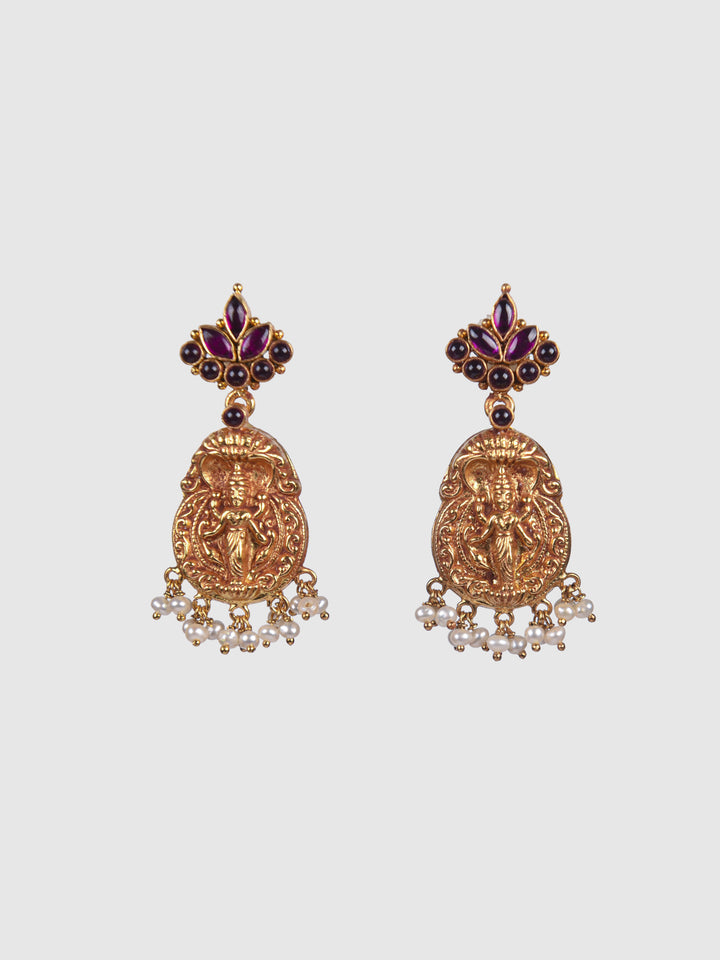 Janya Earring-925 silver gold polish-Temple jewelry