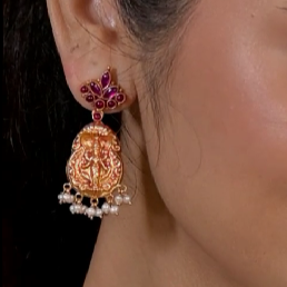 Janya Earring-925 silver gold polish-Temple jewelry