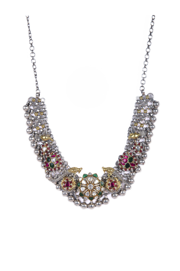 Decorative necklace with gemstones