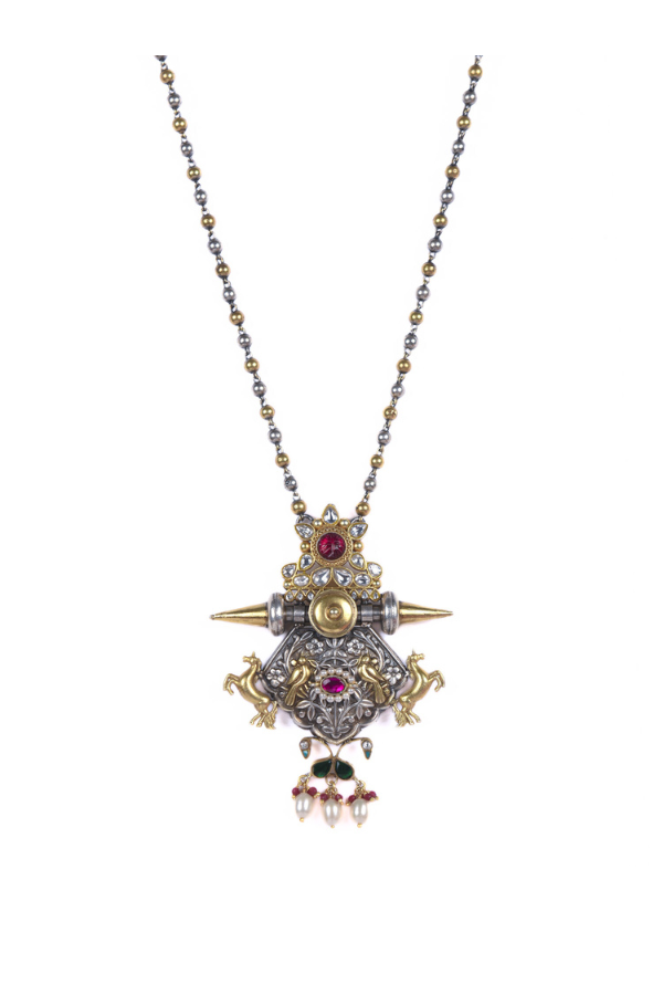 Binita contemporary 925 silver dual-tone Necklace set