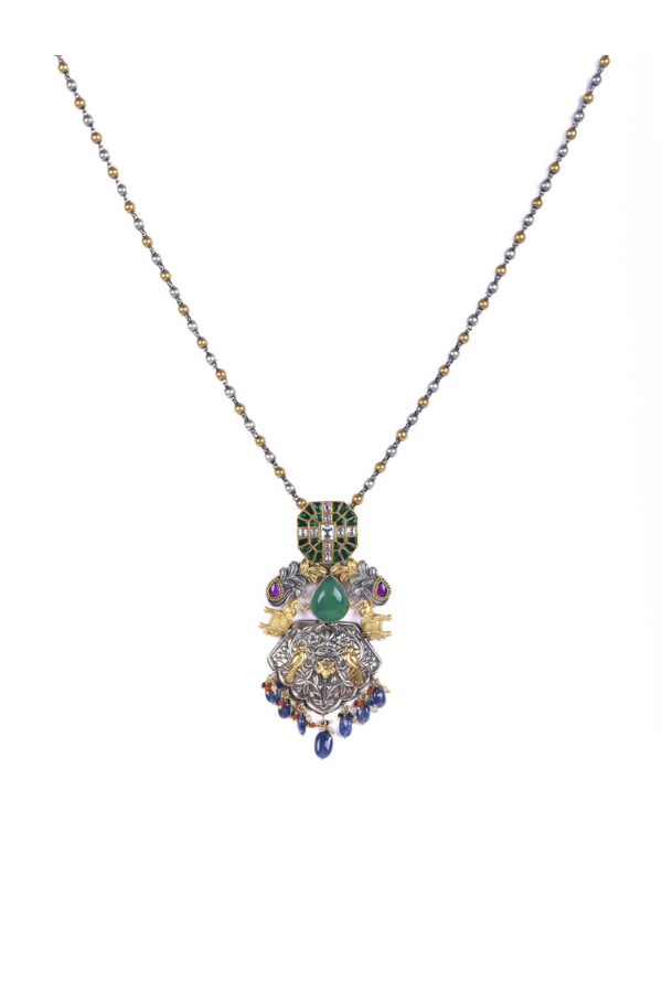 Decorative necklace with gemstones